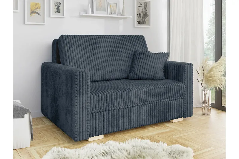 Denegal 2-sits liten bäddsoffa i Plysch - Grå - Products - Möbler - Soffa - Bäddsoffa - Bäddsoffa längsbäddad