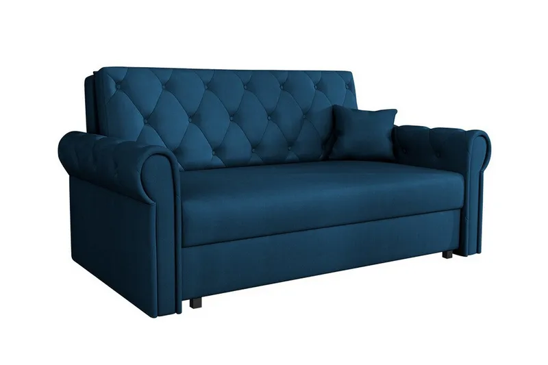 Denegal 2-sits liten bäddsoffa i Plysch, Blå