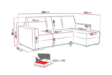 Denegal 3-sits Hörnbäddsoffa - Ljusbrun - Products - Möbler - Soffa - Bäddsoffa - Hörnbäddsoffa