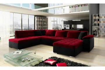 Dynir 4-sits Bäddsoffa - Röd/Svart - Products - Möbler - Soffa - Bäddsoffa - Bäddsoffa divan