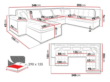 Dynir Bäddsoffa med Divan och Schäslong 5-sits - Beige - Products - Möbler - Soffa - Bäddsoffa - Bäddsoffa divan