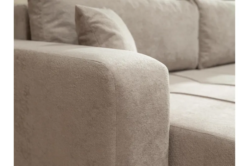 Flo Bäddsoffa med Divan 3-sits i Plysch - Gul - Products - Möbler - Soffa - Bäddsoffa - Bäddsoffa divan