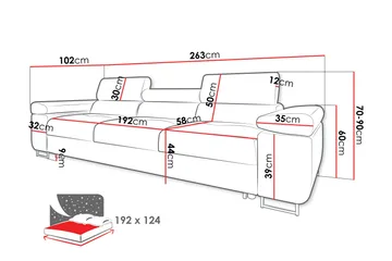 Gabina Bäddsoffa 3-sits - Grå - Products - Möbler - Soffa - Bäddsoffa - 3 sits bäddsoffa