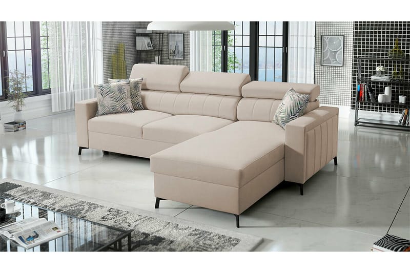 Galbally 3-sits Hörnbäddsoffa beige - Products - Möbler - Soffa - Bäddsoffa - Bäddsoffa divan
