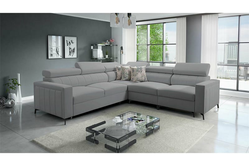 Galbally 4-sits Hörnbäddsoffa Ljusgrå - Products - Möbler - Soffa - Bäddsoffa - Hörnbäddsoffa