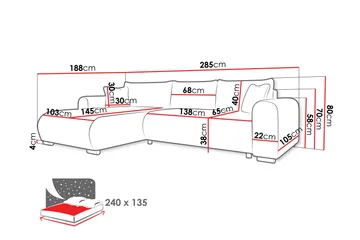 Handda Bäddsoffa med Divan 3-sits i Chenille - Marinblå - Products - Möbler - Soffa - Bäddsoffa - Bäddsoffa divan