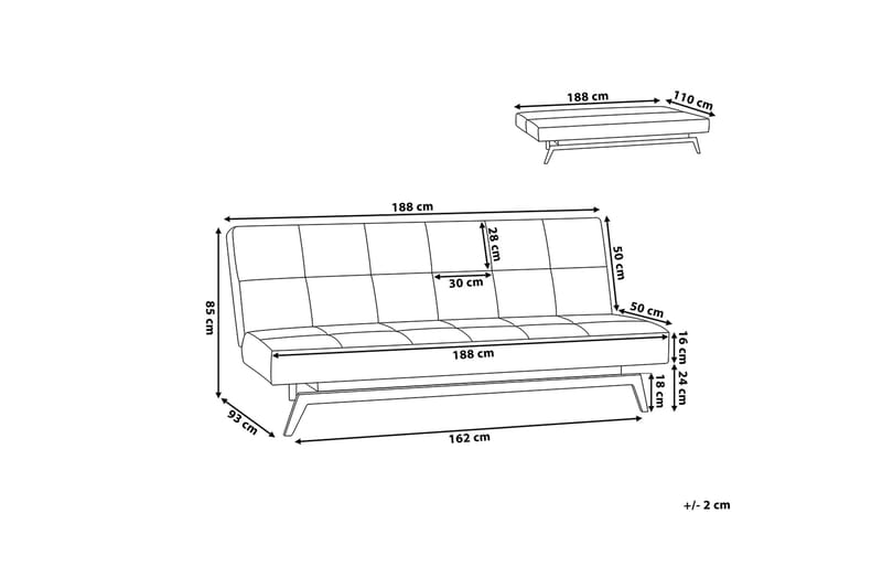 Leeds Bäddsoffa 188 cm - Flerfärgad - Products - Möbler - Soffa - Bäddsoffa - 3 sits bäddsoffa