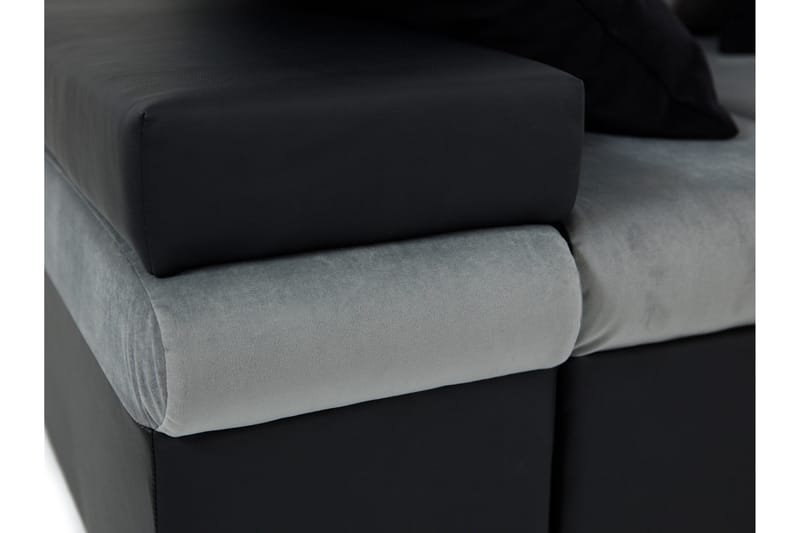 Naoma 3-sits Bäddsoffa med Divan L-formad Höger med Förvarin - Sammet/Grå - Products - Möbler - Soffa - Bäddsoffa - Bäddsoffa divan