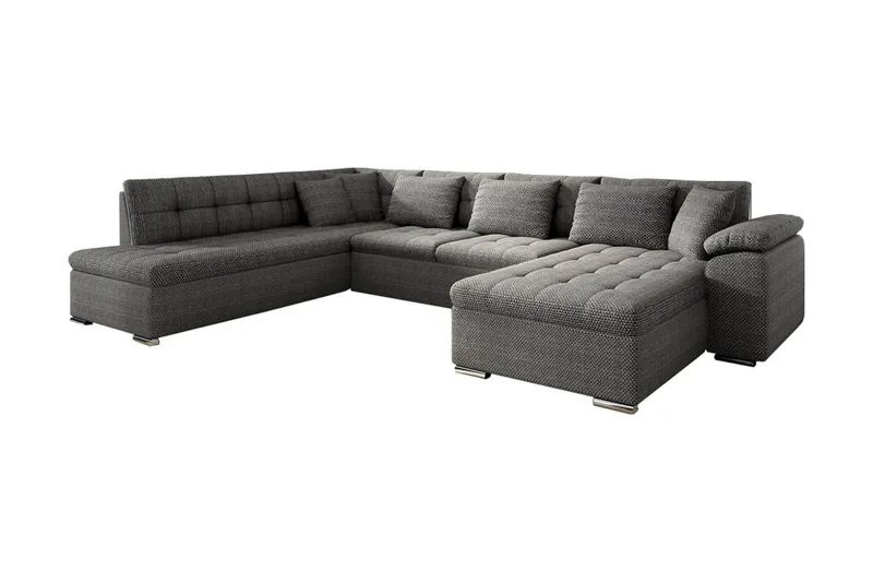 Niko U-Bäddsoffa 350x205x76 cm Divan Höger - Mörkgrå - Products - Möbler - Soffa - Bäddsoffa - Bäddsoffa divan