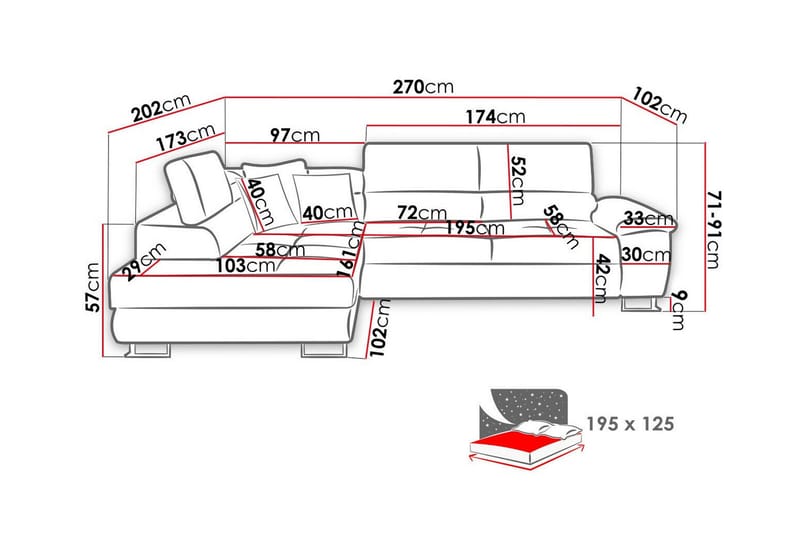 Reginia 3-sits Hörnbäddsoffa - Products - Möbler - Soffa - Bäddsoffa - Hörnbäddsoffa