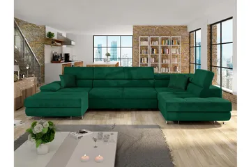 Reginia Bäddsoffa m. Divan och Schäslong 4-sits - Grön - Products - Möbler - Soffa - Bäddsoffa - Bäddsoffa divan