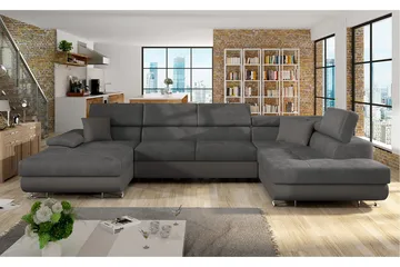 Reginia Bäddsoffa m. Divan och Schäslong Förvaring 4-sits - Grå - Products - Möbler - Soffa - Bäddsoffa - Bäddsoffa divan