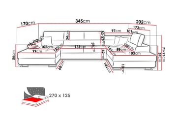 Reginia Bäddsoffa Vänster - Grå/Svart - Products - Möbler - Soffa - Bäddsoffa - Bäddsoffa längsbäddad