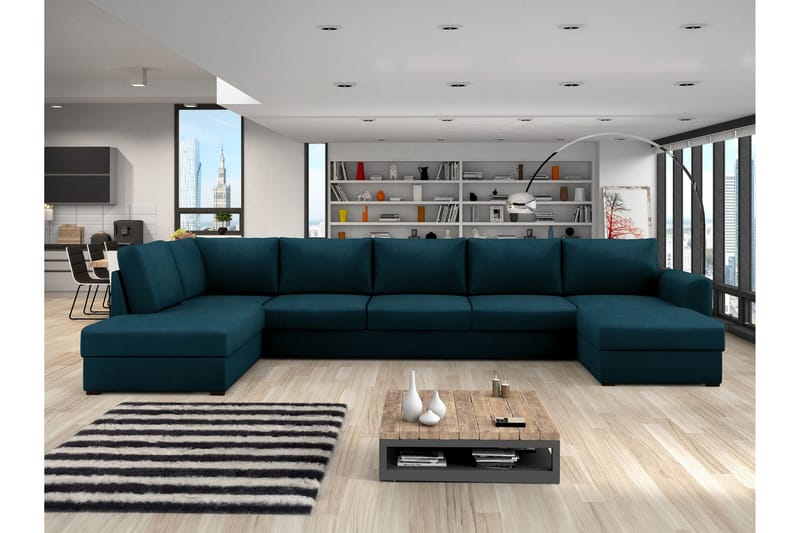 Taberk Bäddsoffa med Divan och Schäslong 5-sits - Marinblå - Products - Möbler - Soffa - Bäddsoffa - Bäddsoffa divan