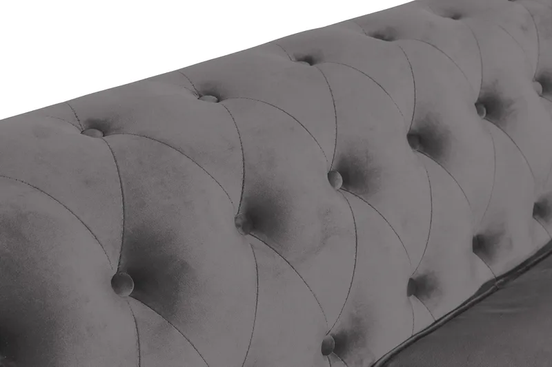 Chesterfield Lyx 3 sits Sammetssoffa - Djup soffa - Mörkgrå / Grå - Products - Möbler - Soffa - Chesterfield soffa