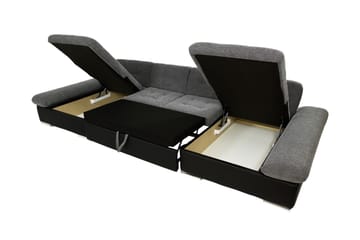 Dewitt Bäddsoffa Dubbelschäslong 4-sits i Konstläder - Svart/Grå - Products - Möbler - Soffa - Skinnsoffa