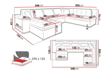 Dynir Soffa med Divan och Schäslong 4-sits - Ljusgrön - Products - Möbler - Soffa - Divansoffa & schäslongsoffa - 4 sits soffa med divan