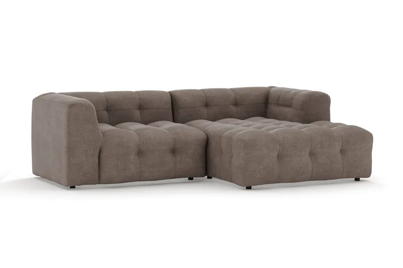 Puffy 3-sits bubblig soffa med divan höger - Brun - Products - Möbler - Soffa - Divansoffa & schäslongsoffa - 3 sits soffa med divan