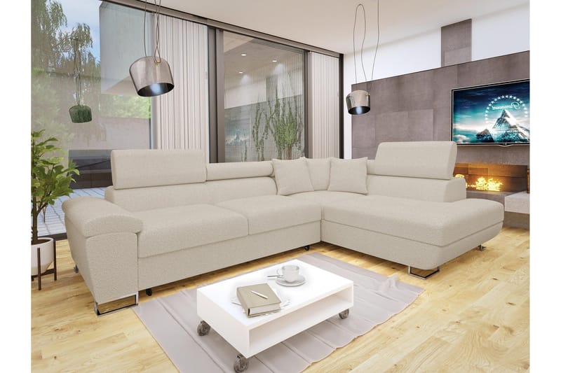 Reginia Soffa med Schäslong 3-sits - Beige - Products - Möbler - Soffa - Divansoffa & schäslongsoffa - 3 sits soffa med divan