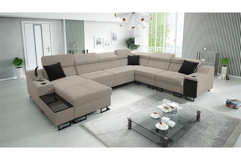 Galbally 5-sits Hörnsoffa beige - Products - Möbler - Soffa - Sammetssoffa