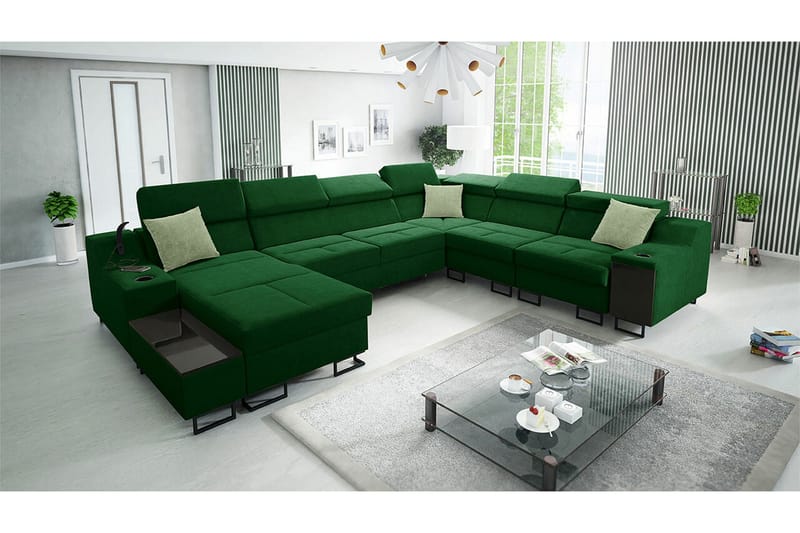 Galbally 5-sits Hörnsoffa Dark green - Products - Möbler - Soffa - Sammetssoffa