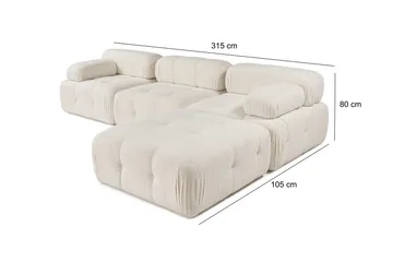 Belgin Bubblig Divansoffa 3-sits 315 cm med utfällbara armstöd och ryggstöd - Ljus / Beige - Products - Möbler - Soffa - Modulsoffa - Komplett modulsoffa