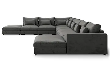 Dubai Stor U-modulsoffa Large med Divan Höger Sammet - Mörkgrå - Products - Möbler - Soffa - Modulsoffa - Komplett modulsoffa