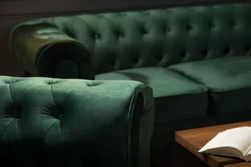 Chesterfield Lyx Soffgrupp 3+2 i Sammet - Mörkgrön / Grön - Products - Möbler - Soffa - Soffgrupp - Chesterfield soffgrupp