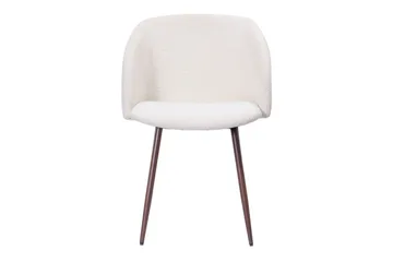 Greya Matstol med armstöd - Vit Bouclé / Metallben Valnöt - Products - Möbler - Fåtölj & stolar - Karmstol