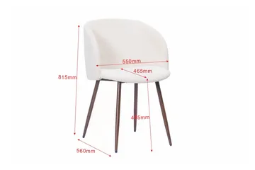 Greya Matstol med armstöd - Vit Bouclé / Metallben Valnöt - Products - Möbler - Fåtölj & stolar - Karmstol