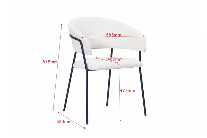 Karol Matstol med armstöd - Vit Bouclé / Metallben Svart - Products - Möbler - Fåtölj & stolar - Karmstol