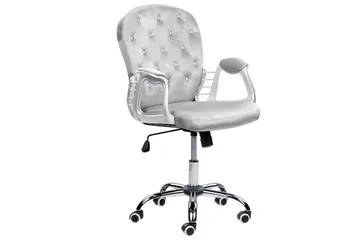 Kontorsstol med kristaller Princess Grå/Silver/Svart - Grå/Silver/Svart - Products - Möbler - Fåtölj & stolar - Kontorsstol & skrivbordsstol