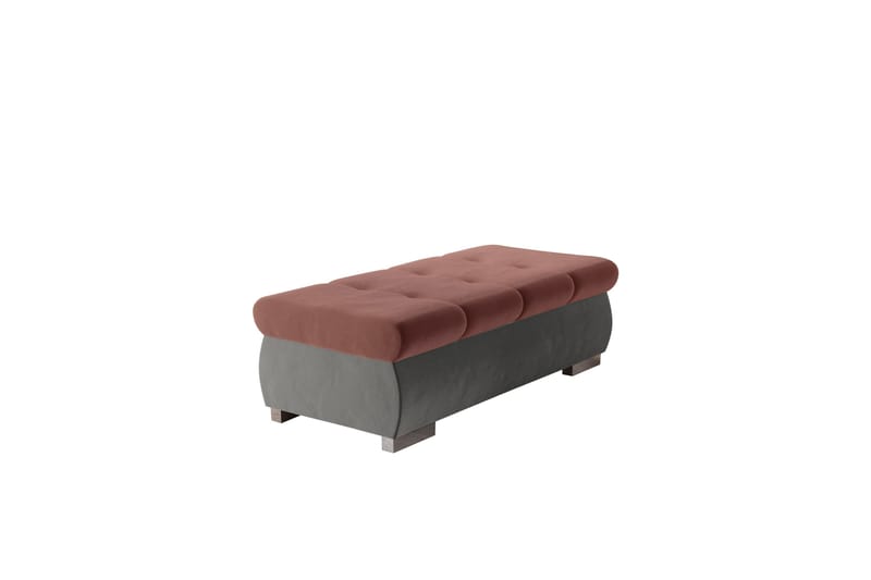 Cerys Fotpall 60 cm, Grå/Rosa