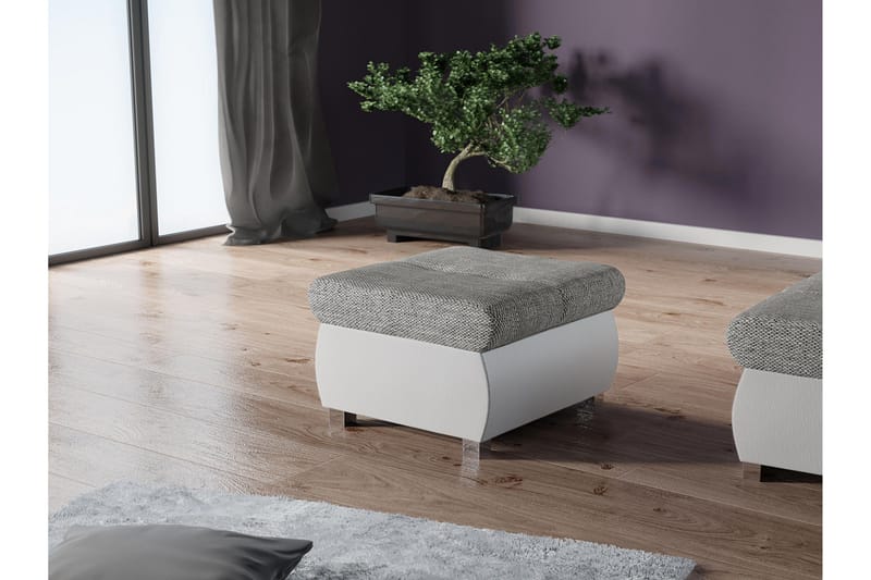 Cerys Fotpall 60 cm - Vit/Ljusgrå - Products - Möbler - Fåtölj & stolar - Pall & puff - Fotpallar