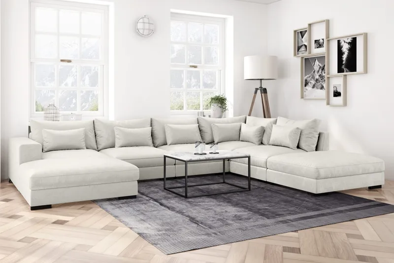 Dubai Fotpall Sammet - Vit - Products - Möbler - Fåtölj & stolar - Pall & puff - Fotpallar