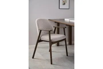 Reciclar Matstol i Bouclé med armstöd i ek trä - Mörkbrun/Greige - Products - Möbler - Fåtölj & stolar - Karmstol