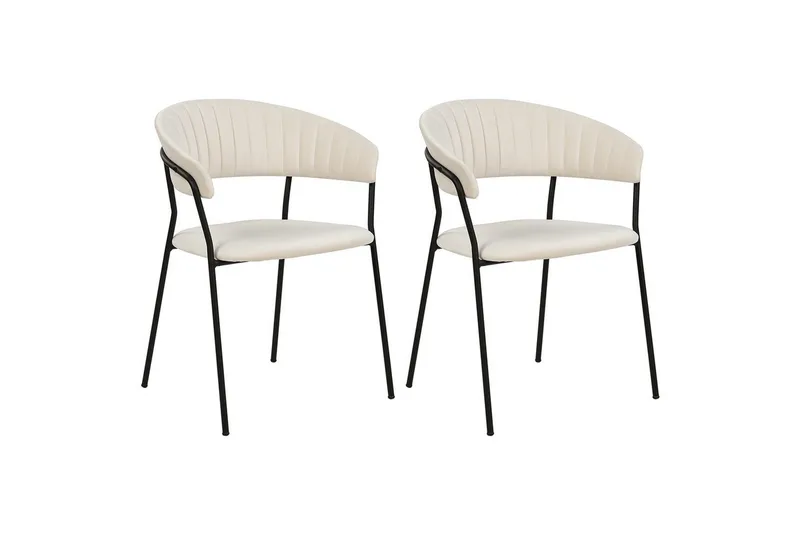 Set med 2 matstolar Mariposa, Krämvit, Svart/Sammet