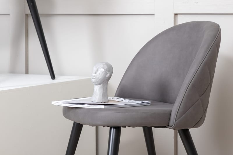 Velvet Stitches Matstol - Grå/Svart - Products - Möbler - Fåtölj & stolar - Matstol & köksstol