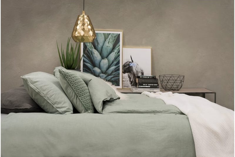 Påslakanset Dubbelsäng 3-Dels Washed - Grön - Products - Textil & mattor - Sängkläder - Bäddset & påslakanset - Påslakanset dubbelsäng