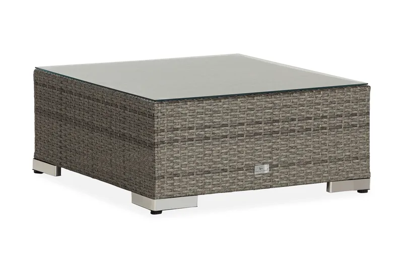 Bahamas Divanmodul - Loungebord utomhus 75x75 cm till soffgrupp i konstrotting med glasskiva - Grå / Svart dyna - Products - Utemöbler & utemiljö - Övrigt utemöbler - Moduler utesoffa