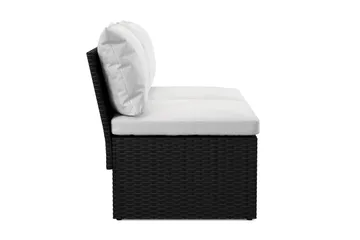 Bahamas Liten Balkongsoffa med dynor och pallar i konstrotting - Svart - Products - Utemöbler & utemiljö - Balkong & altan - Balkongmöbler - Balkongsoffa