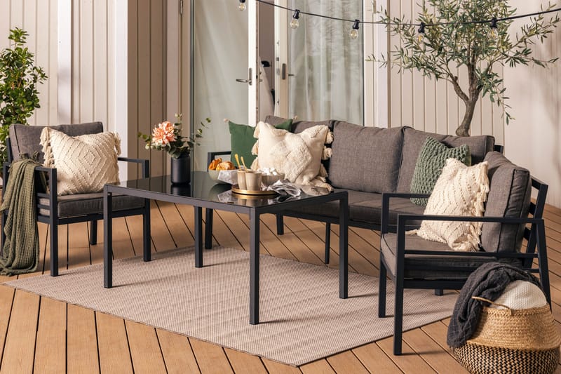 Ariany Soffgrupp - Svart / Gråa dynor - Products - Utemöbler & utemiljö - Loungemöbler - Loungeset & loungegrupp