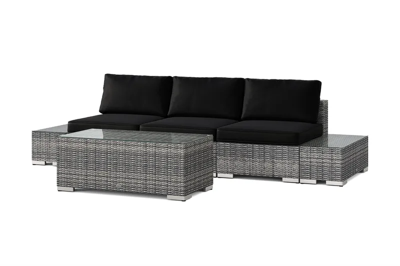 Bahamas utesoffa 3-sits med bord, Grå