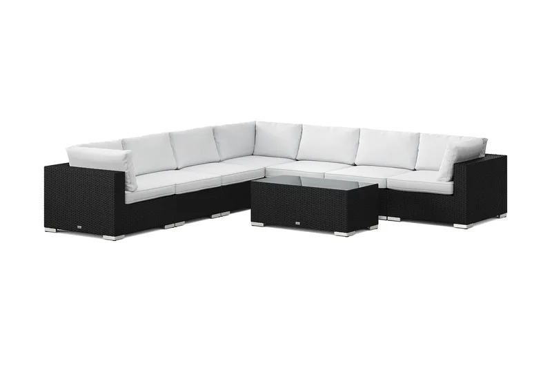 Bahamas utomhus hörnsoffa 7-sits vändbar med bord, Svart