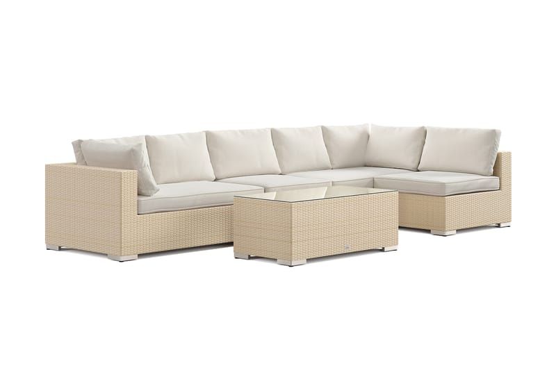Bahamas utomhus loungegrupp 6-sits med vändbar schäslong och bord, Beige