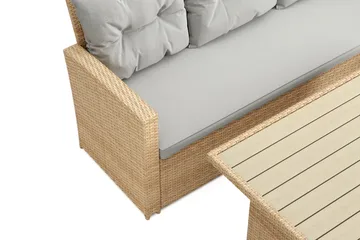James 5-sits Högervänd Loungegrupp Utomhus – Soffgrupp med ljusgrå dynor och bord i konstrotting - Ljusgrå / Beige - Products - Utemöbler & utemiljö - Loungemöbler - Loungeset & loungegrupp
