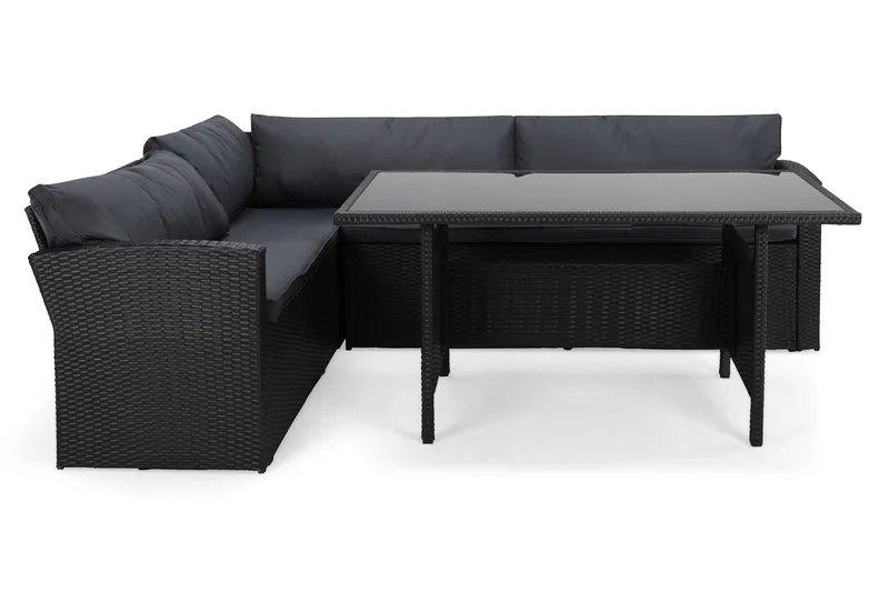 James Light Soffgrupp och Loungegrupp Utomhus 5-sits i konstrotting för trädgård och uteplats - Svart / Svarta dynor - Products - Utemöbler & utemiljö - Loungemöbler - Loungeset & loungegrupp