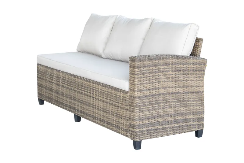 James Light Stor L-formad vändbar loungegrupp utomhus i konstrotting med förvaring och vita dynor - Brun / Beige - Products - Utemöbler & utemiljö - Loungemöbler - Loungeset & loungegrupp