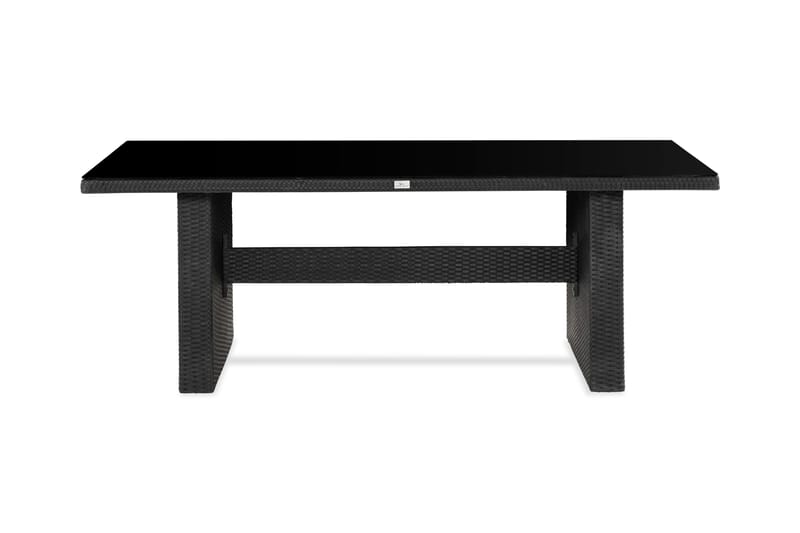 Majestic Matbord Utomhus 210x100 cm – Utebord i konstrotting med bordsskiva i Glas för Trädgård och Altan - Svart - Products - Utemöbler & utemiljö - Utebord & trädgårdsbord - Matbord utomhus