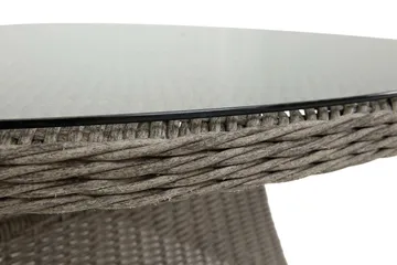 Marcus Stort Runt Matbord Utomhus 140 cm – Utebord i konstrotting med glasskiva för Uteplats och Trädgård - Grå - Products - Utemöbler & utemiljö - Utebord & trädgårdsbord - Matbord utomhus